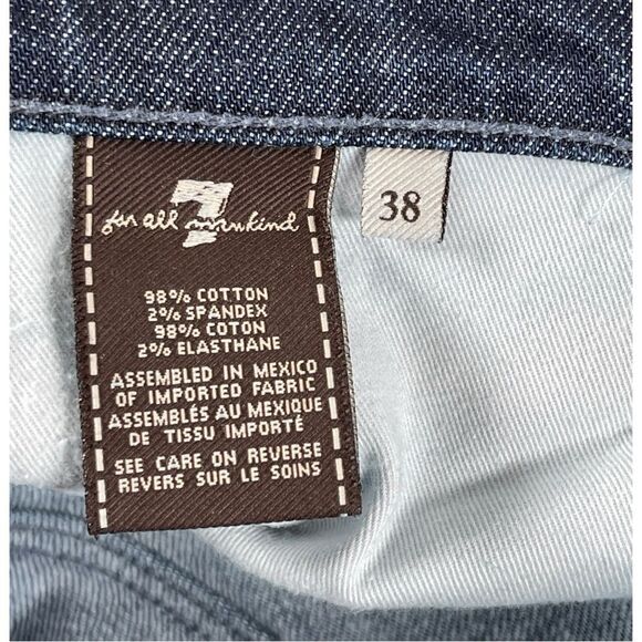 7 For All Mankind Boot Cut Men’s Size 38/35 dark wash distressed Denim Jeans - Picture 6 of 9